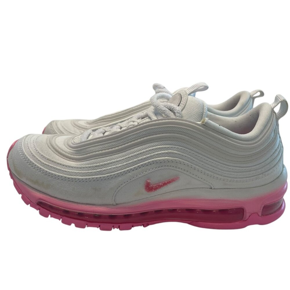 $235 Nike Air Max 97 SE Chenille Swoosh Pink Foam (FJ4549-100) W US 9 UK 6.5